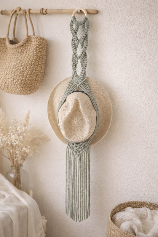 Porte chapeau en macramé fait main