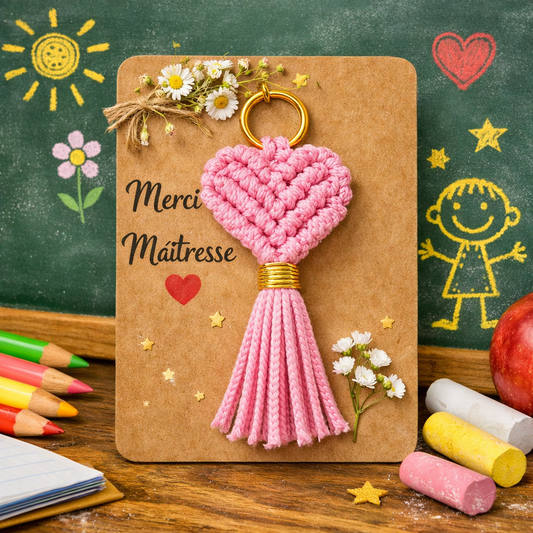 Bijou de sac macramé cœur – Fait main avec amour